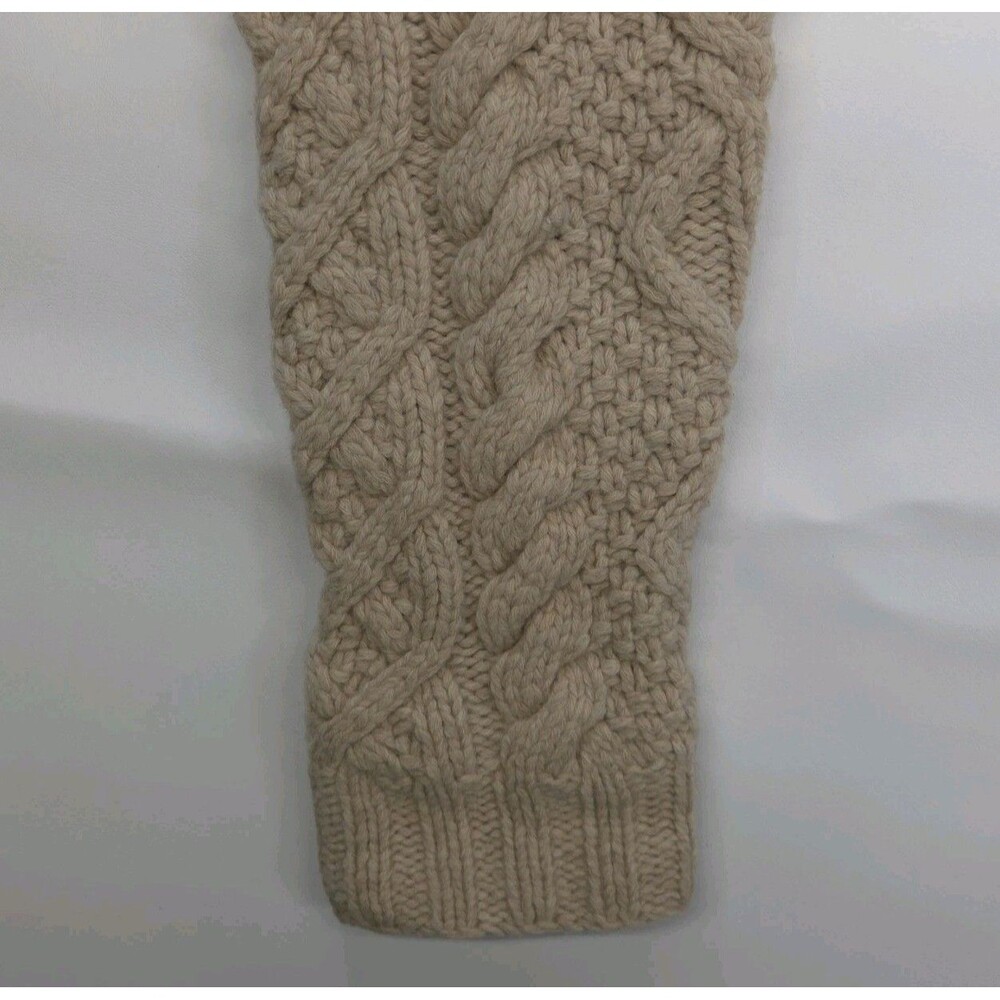 J Crew Sweater Womens M Chunky Knit Lambswool Preppy Fisherman Tan Beige Lattice - Picture 9 of 11